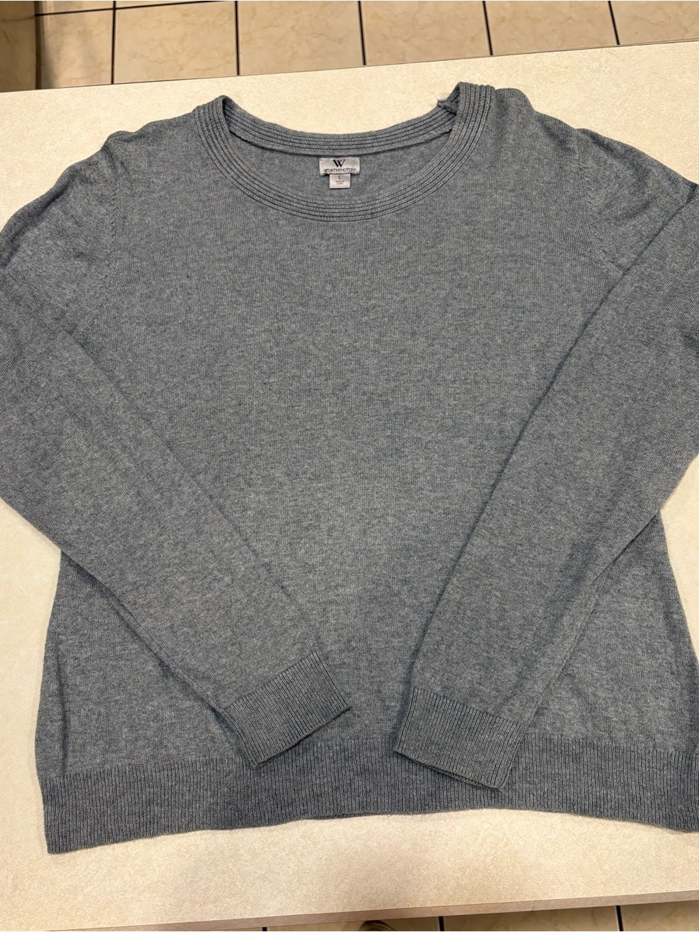 Worthington lightweight Women's Crewneck Sweater in Heather Gray size large